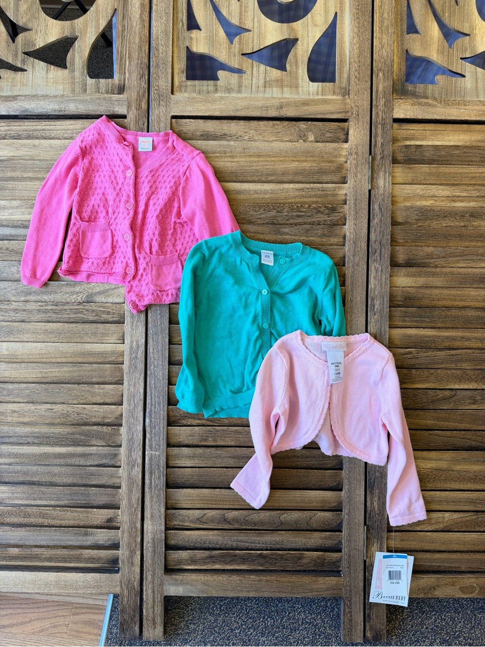 Gymboree Bonnie Baby Girls Cardigan Trio - Hot Pink, Teal, Light Pink 24-Month